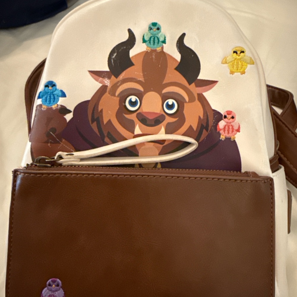 Loungefly Brown and White Mini Bag with Whimsical Cartoon Design